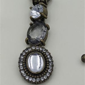 Avon Clear Stone 4 Drop Brass Tone Necklace 16"